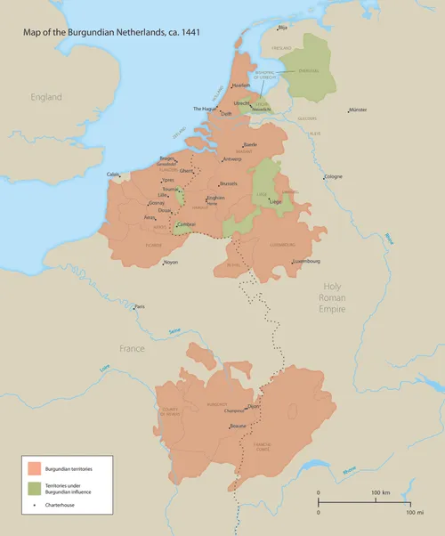 Map of the Burgundian Netherlands, ca. 1441